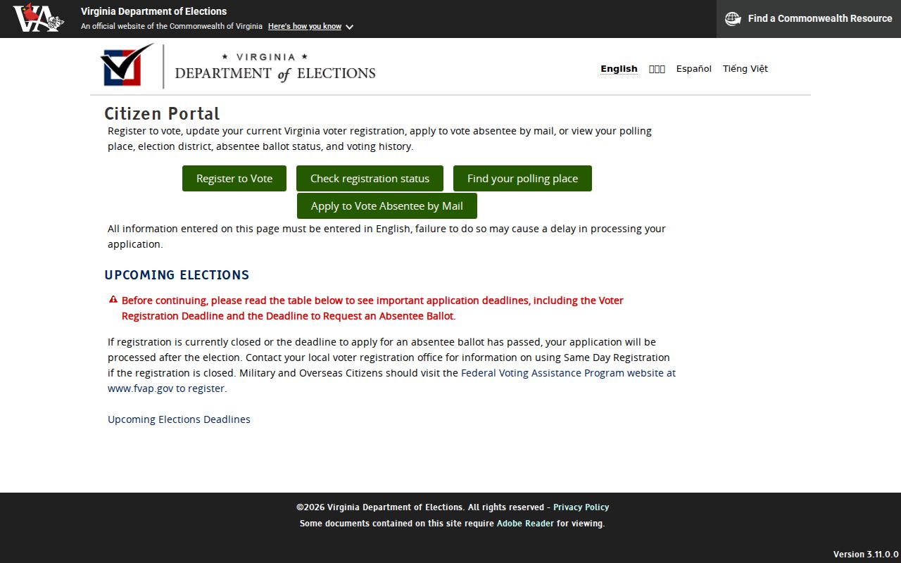 Montclair residents directory Virginia Citizen Portal entry screen