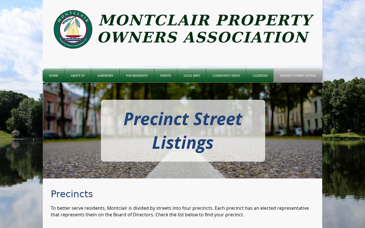 Montclair neighbors MPOA precinct street listing