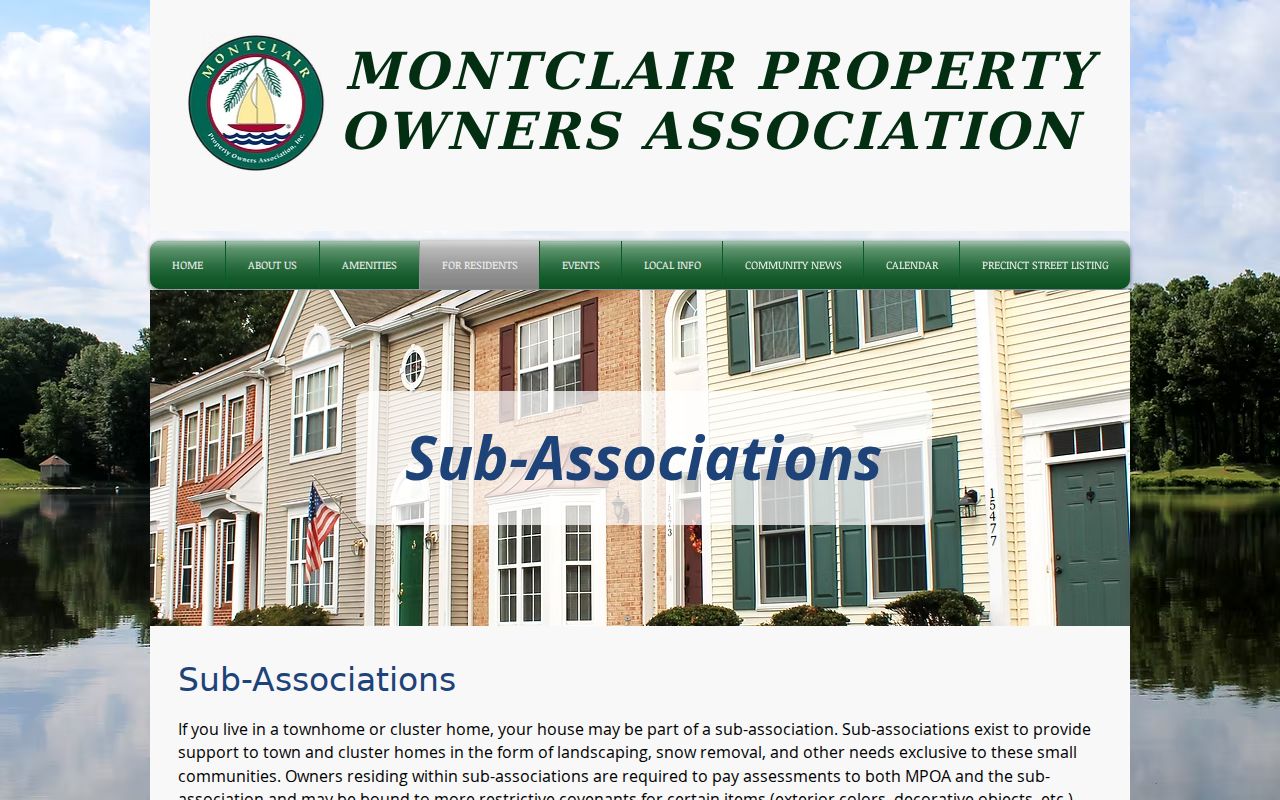 Montclair neighbors sub-associations street coverage directory