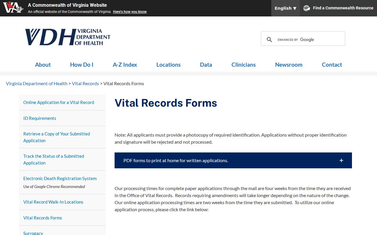 Montclair previous residents research using Virginia vital record forms