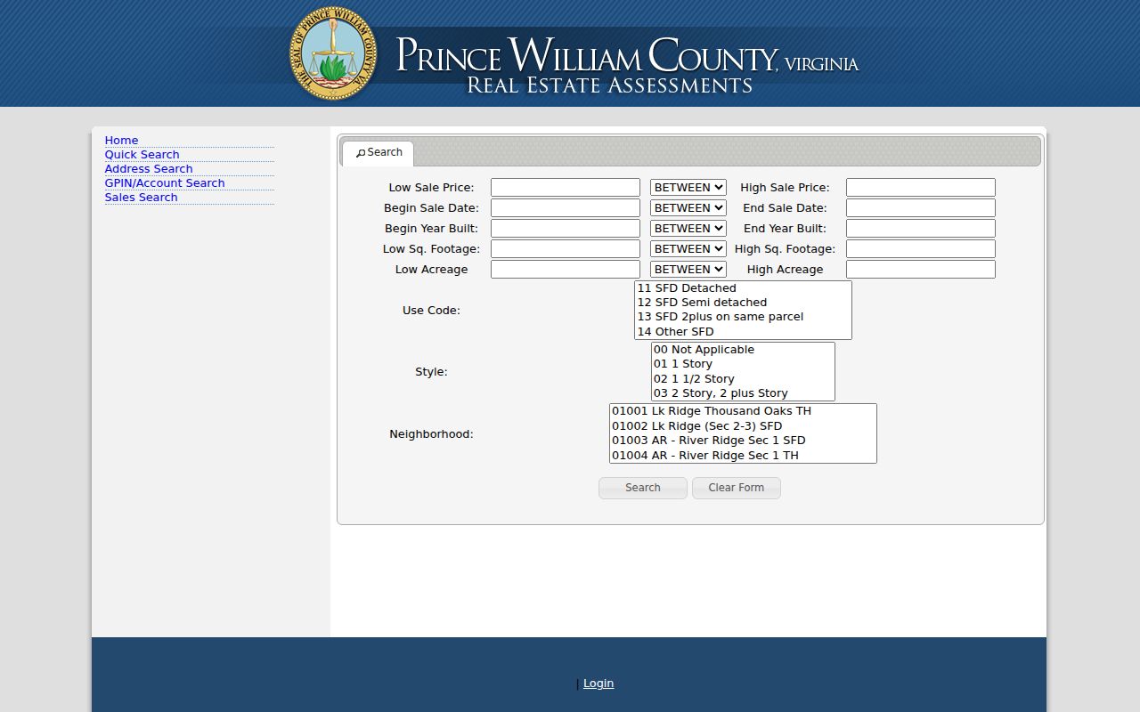 Montclair street directory PublicAccessNow sales search controls